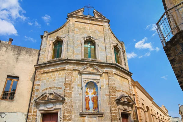 不锈钢立式 cosma e 圣达米亚诺的教会。梅萨涅。普利亚大区。意大利. — 图库照片
