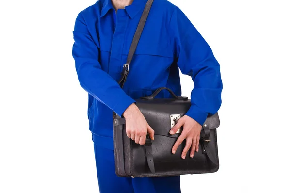 Modrý límeček pracovníků. — Stock fotografie