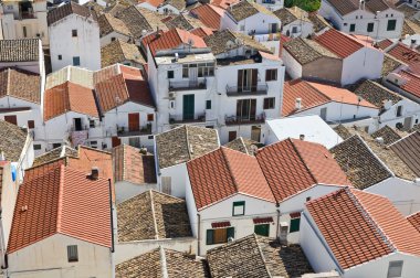 pisticci panoramik manzaralı. Basilicata. İtalya.