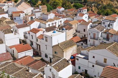 pisticci panoramik manzaralı. Basilicata. İtalya.