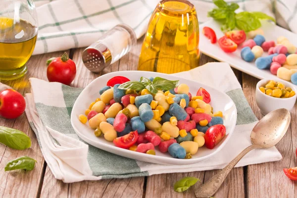 Gnocchi Coloreado Con Verduras Maíz Dulce — Foto de Stock
