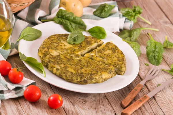 Spanish Omelette Spinach — Stock Photo, Image