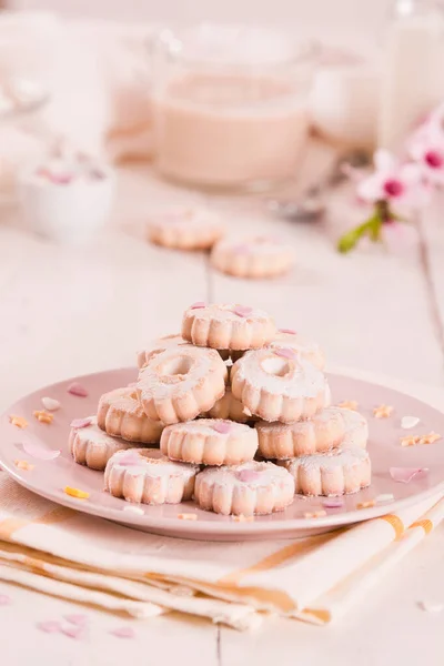 Canestrelli Biscuits Icing Sugar White Dish —  Fotos de Stock