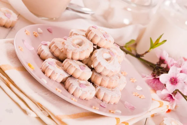 Canestrelli Biscuits Icing Sugar White Dish —  Fotos de Stock