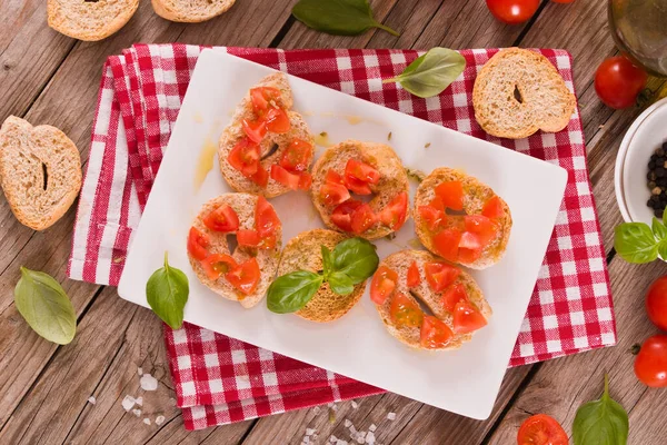 Friselle Cherry Tomatoes Basil — Stock Fotó