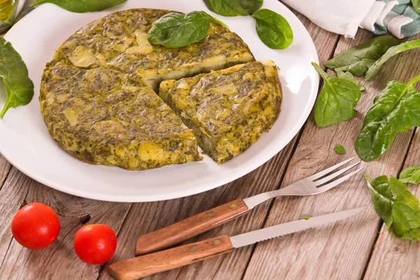 Frittata Spagnola Con Spinaci — Foto Stock