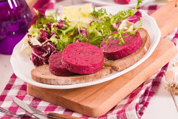 Beetroot Veggie Burger White Dish — Stock Photo, Image