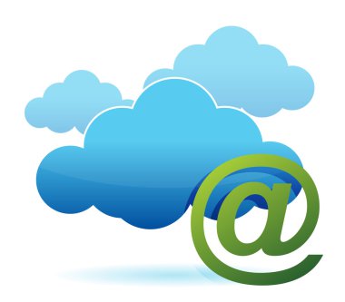 bulut bilgisayar ve işaret illüstrasyon tasarımı beyaz posta