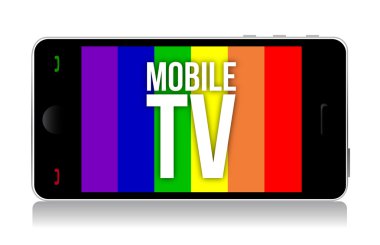 Mobil tv illüstrasyon tasarımı beyaz bir arka plan üzerinde