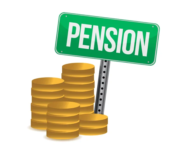 Munten en pensioen ondertekenen illustratie ontwerp over Wit — Stockfoto