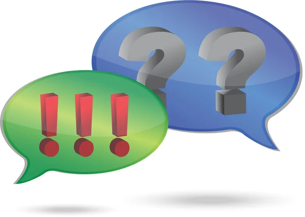 Question and exclamation marks in speech bubbles illustration design — Stock Photo, Image