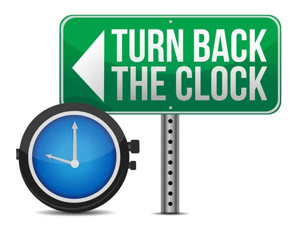 Roadsign with a turn back the clock concept — Stock Photo, Image