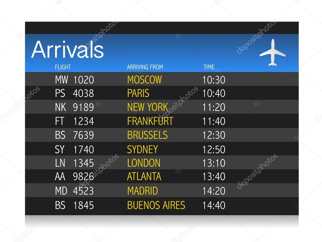 Airport arrival timetable illustration design over white background