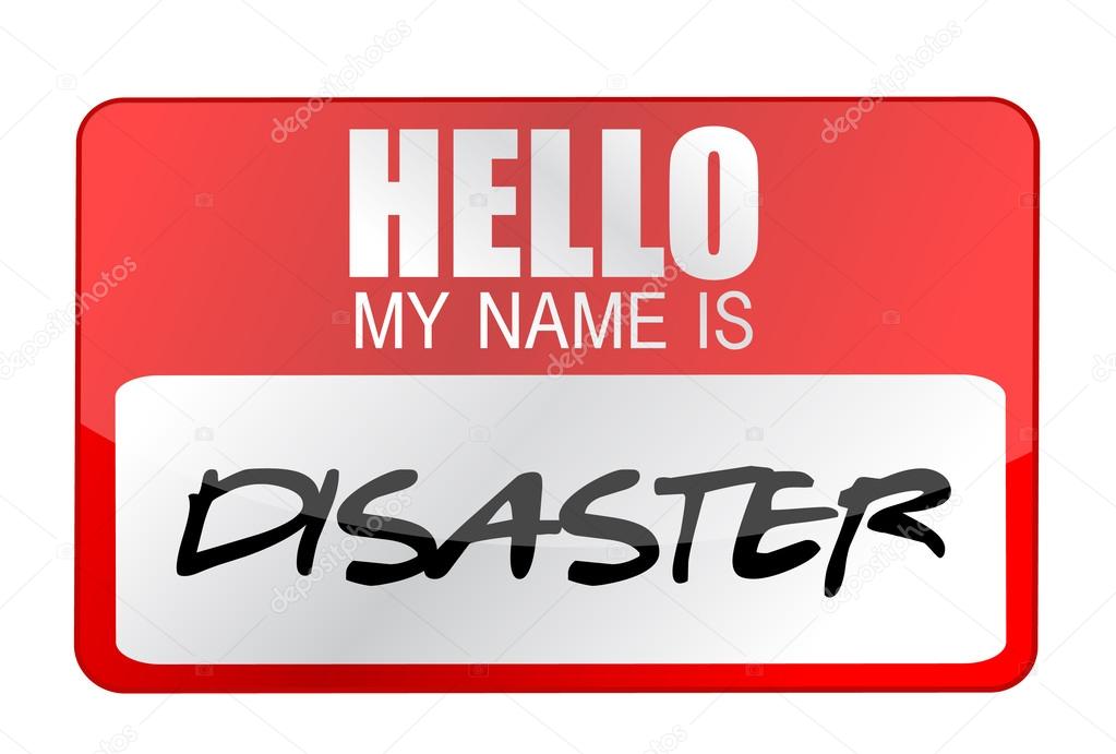 Hello my name is disaster name tag illustration design