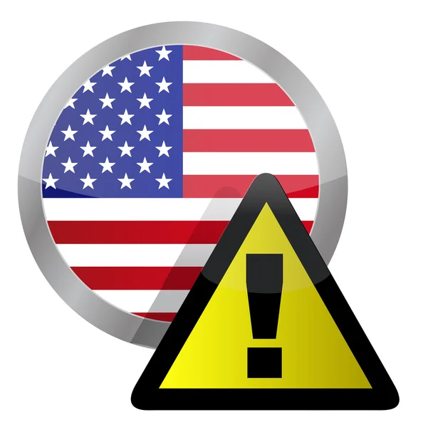 Us flag seal with a warning sign illustration on top — Stock Photo, Image
