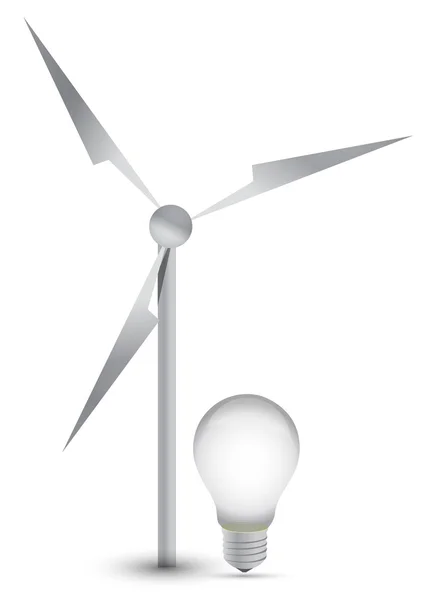 Wind turbine and a light bulb illustration design — Stock Photo, Image