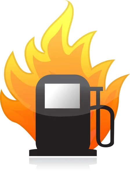 Gas pump on fire illustration design over white — Stock Photo, Image