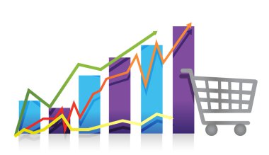 alışveriş sepeti illüstrasyon satış büyüme iş grafiği