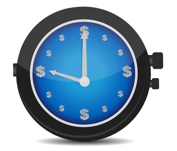 Часы с табличкой доллара на рисунке циферблата — стоковое фото