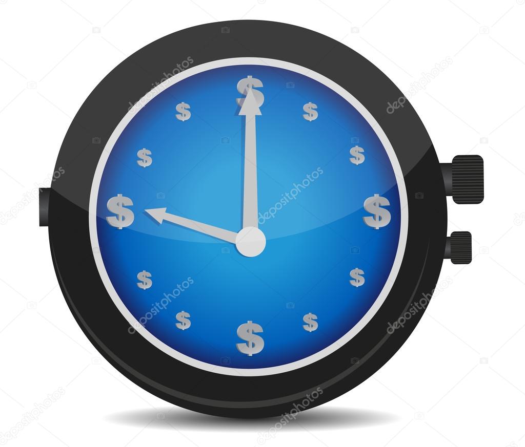 Watch with a dollar sign on the dial illustration