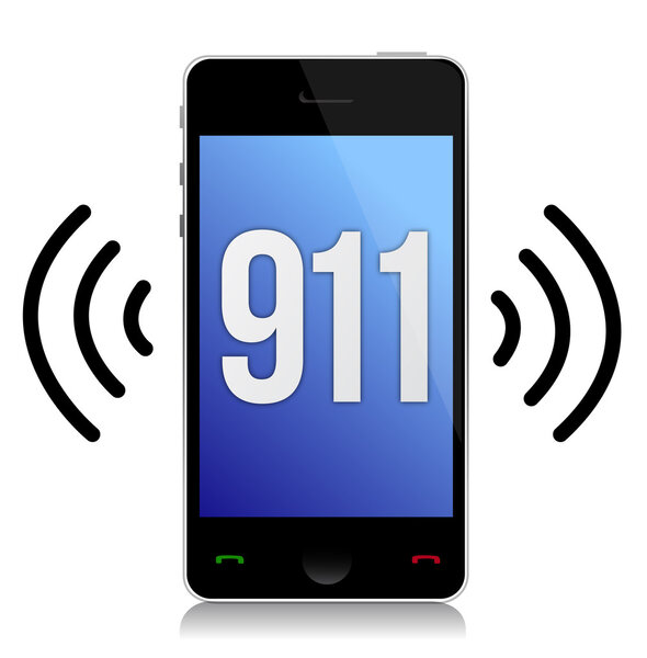 Номер экстренной ситуации 911, рисунок вызова поверх белого
