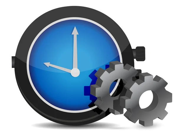 Horloge en versnellingen illustratie ontwerp over Wit — Stockfoto