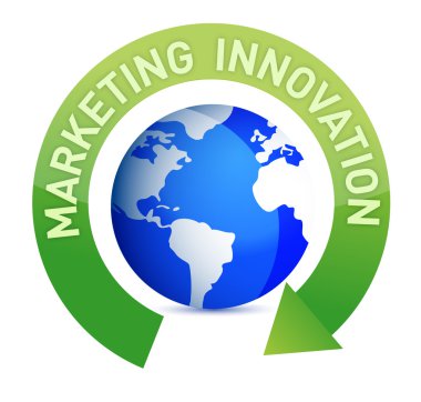 Marketing innovation cycle and globe clipart