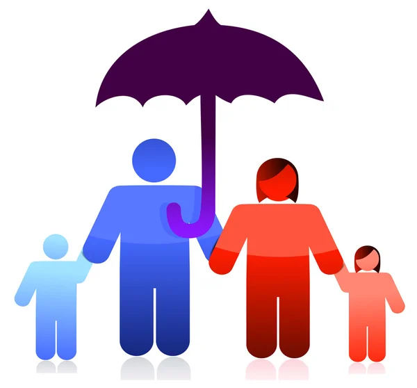 Famiglia protetta rabbia un concetto di ombrello — Foto Stock