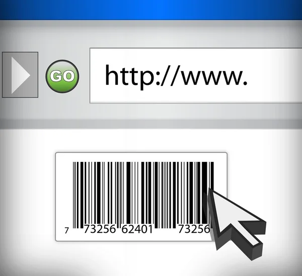 UPC-kod på en webbläsare med markören — Stockfoto