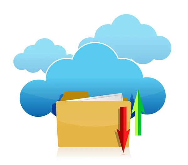 Cloud computing and folder upload illustration — Stock Photo, Image