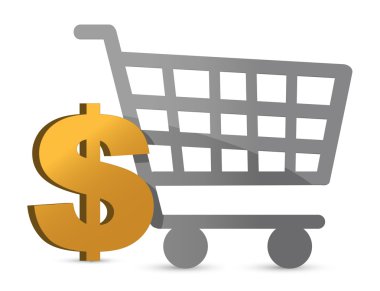 alışveriş sepeti ve Doları döviz