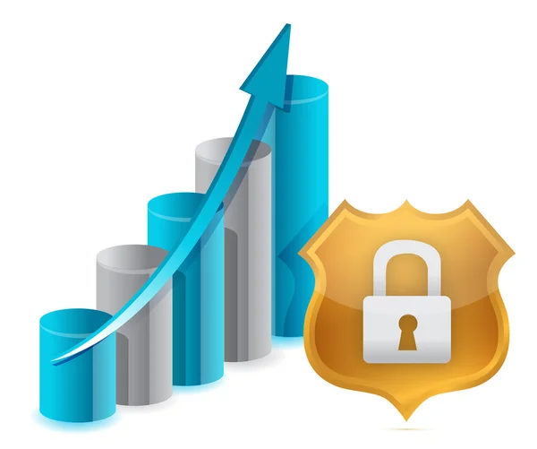 Business protection graph and shield illustration — Stock Photo, Image