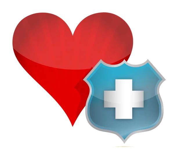 Heart medical protection by a shield — Stock Photo, Image