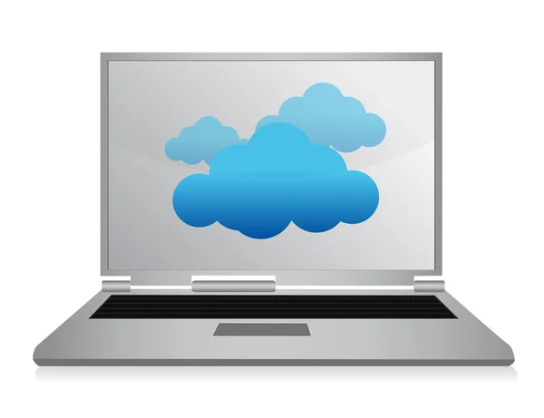 Cloud Computing Laptop Illustration Design — Stockfoto