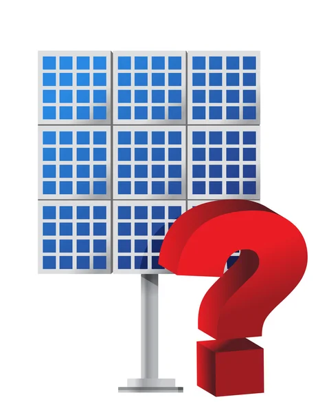 Signo de interrogación sobre un panel solar — Foto de Stock