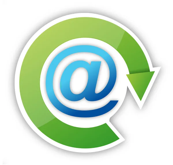 Email icon with green arrow sticker over — Stock Photo, Image