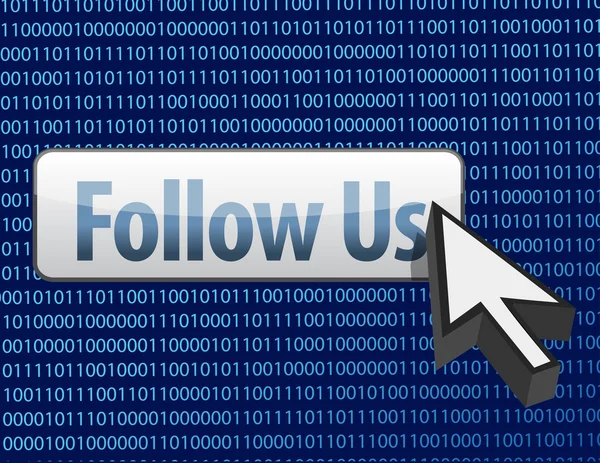 Follow us binary design and cursor — Stock Photo, Image