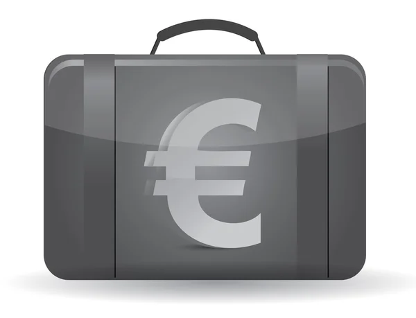 Чемодан с табличкой евро впереди — стоковое фото