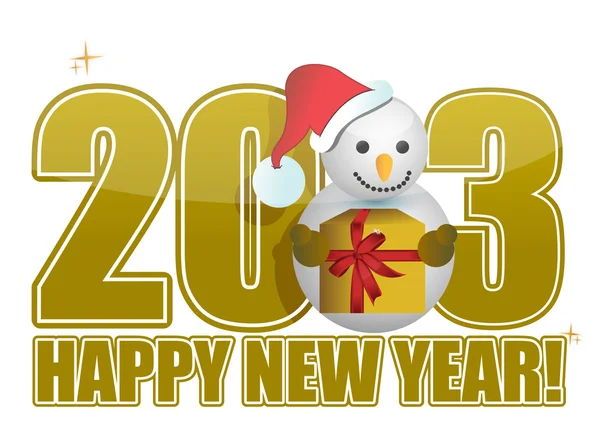 2013 Happy new year snowman text — Stock Photo, Image