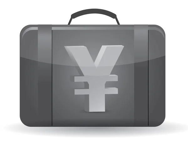 Yen currency symbol suitcase illustration — Stock Photo, Image