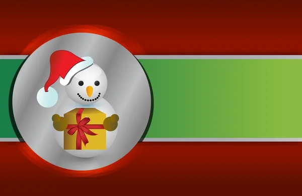 Röda och gröna christmas snögubbe bakgrund — Stockfoto