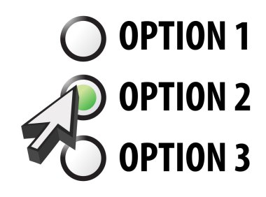 Option 1 2 or 3 selection illustration clipart