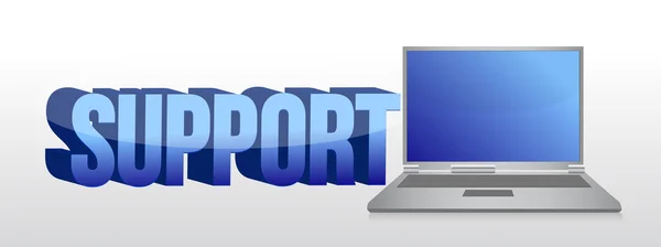 Computer support sign 3d text and laptop — Stock Photo, Image