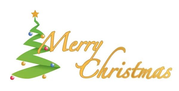 Árvore de Natal feliz ilustração sinal de texto — Fotografia de Stock