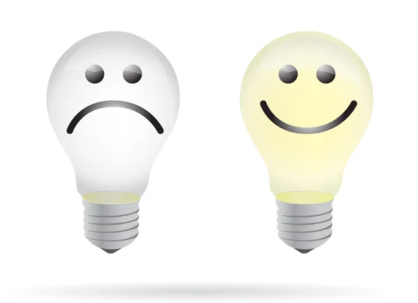 Happy and bad lightbulb illustration design — Stock Photo, Image