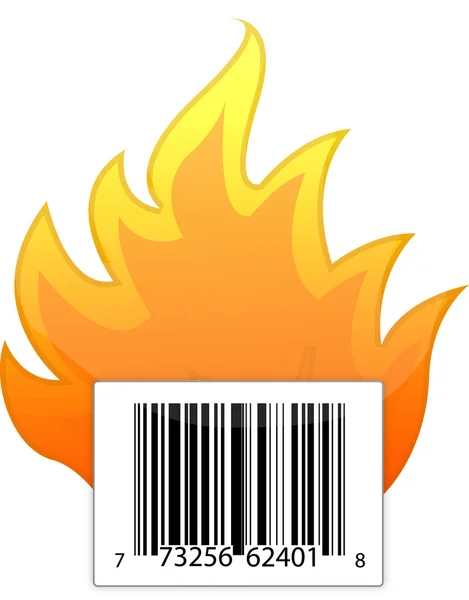 Codice a barre sul disegno di illustrazione del fuoco — Foto Stock