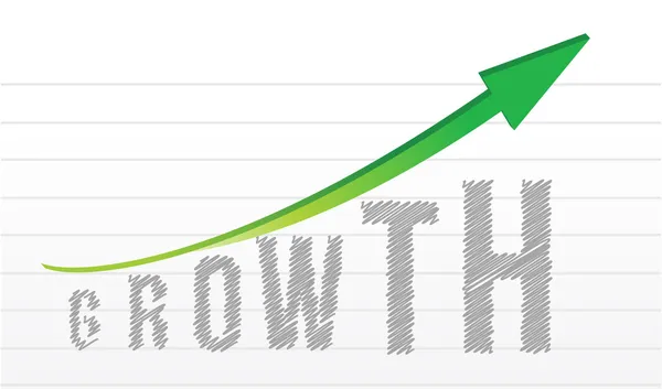 Growth graph and arrow over a notepad paper — Stock Photo, Image