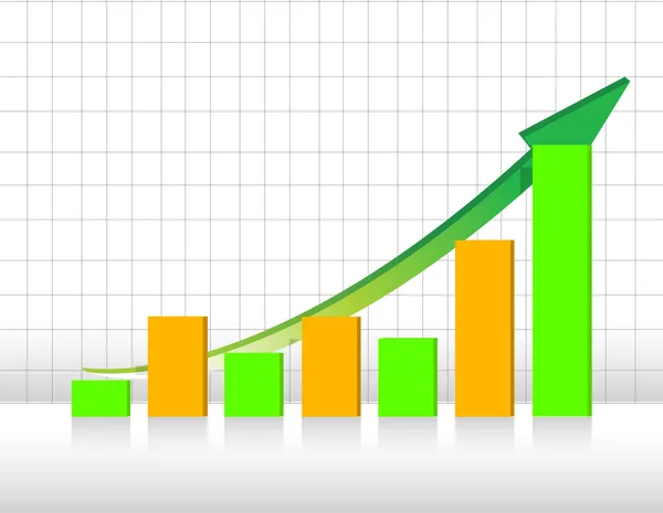 Gráfico de negócios verde e laranja com grade — Fotografia de Stock