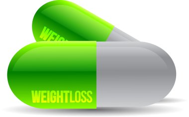 Weight loss green pills illustration design clipart