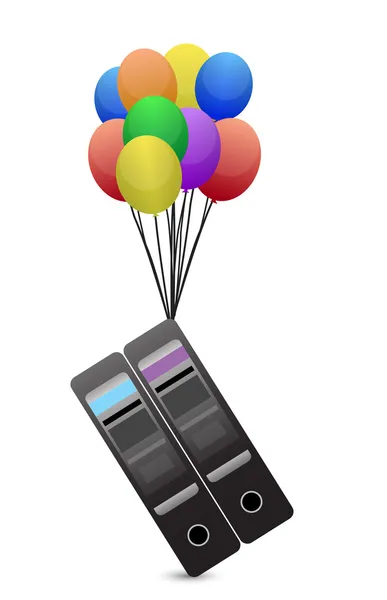 Servers flying away by balloons illustration — Stock Photo, Image